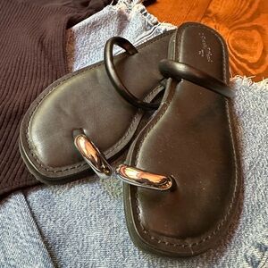 Universal Thread Black Sandals with Silver Accents